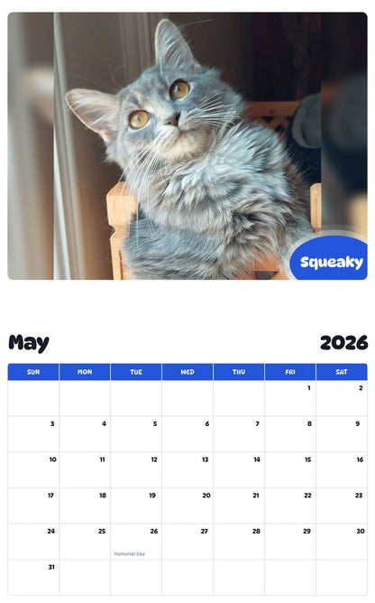 2026 - 2027 Squeaky - Pawidols Pet Calendar