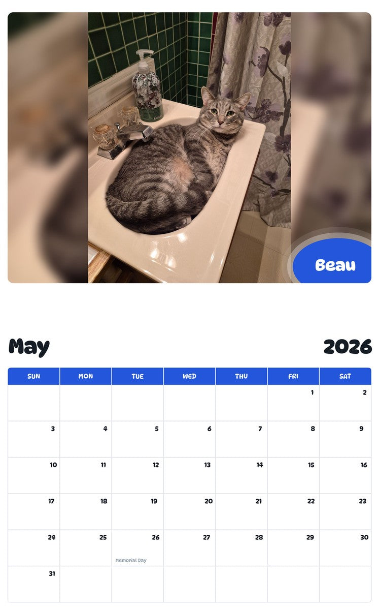 2026 - 2027 Beau - Pawidols Pet Calendar