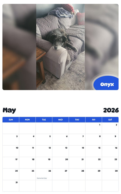 2026 - 2027 Onyx - Pawidols Pet Calendar