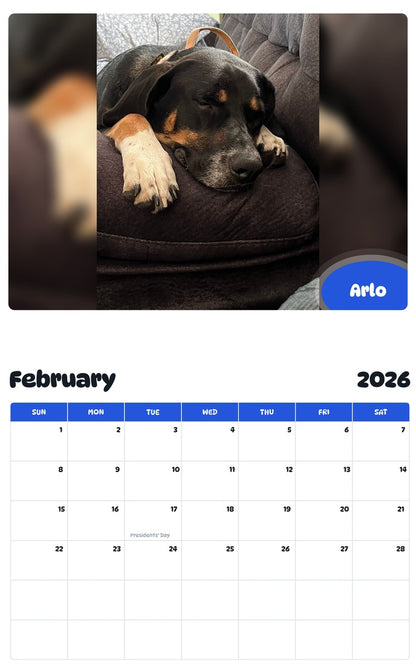 October 2025 - September 2026 Arlo - Pawidols Pet Calendar