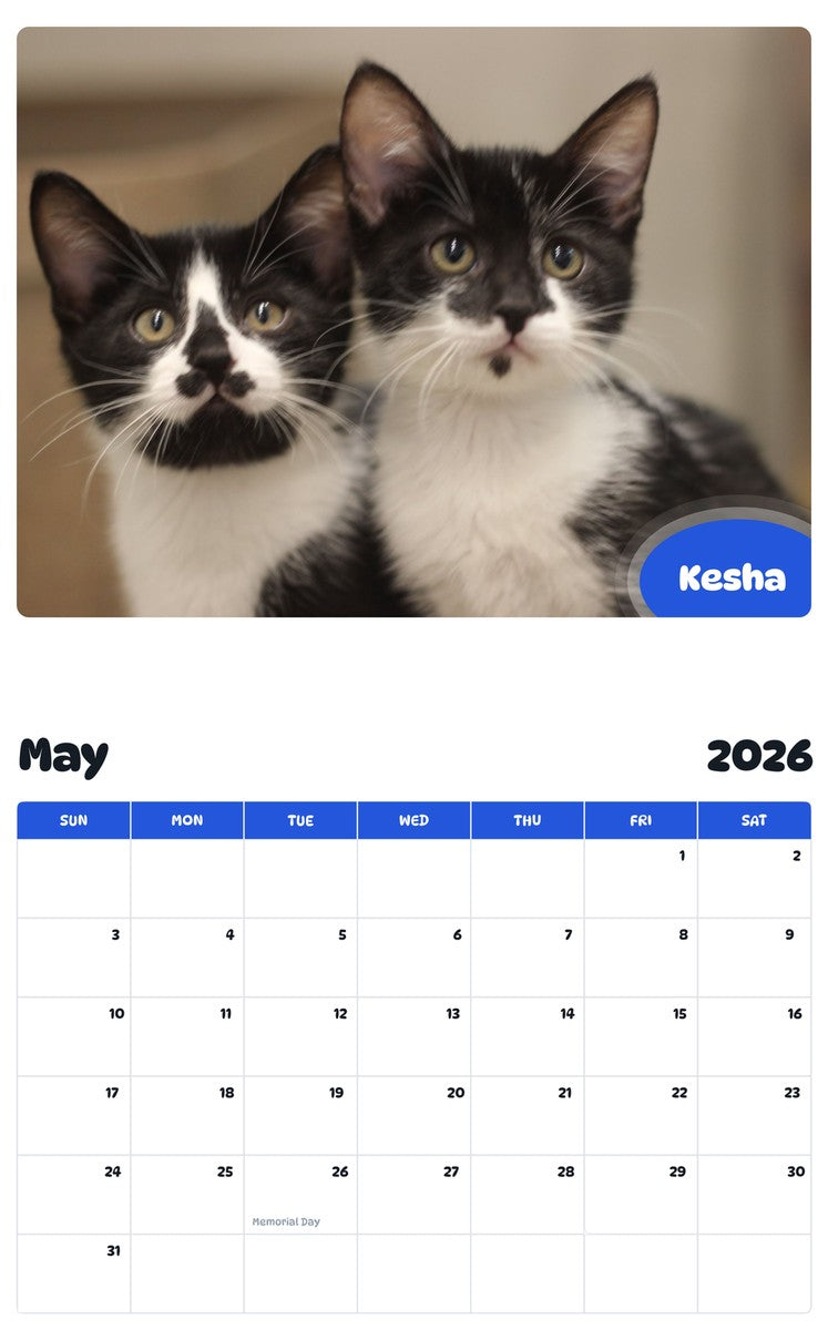 2026 - 2027 Kesha - Pawidols Pet Calendar