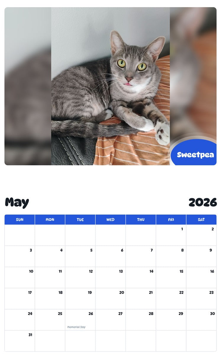 2026 - 2027 Sweetpea - Pawidols Pet Calendar