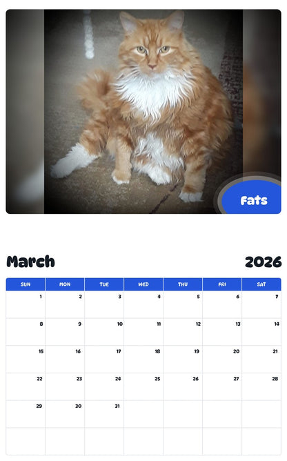 November 2025 - October 2026 Fats - Pawidols Pet Calendar