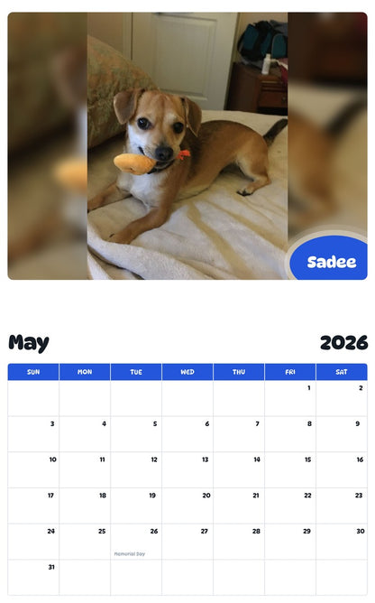 2026 - 2027 Sadee - Pawidols Pet Calendar