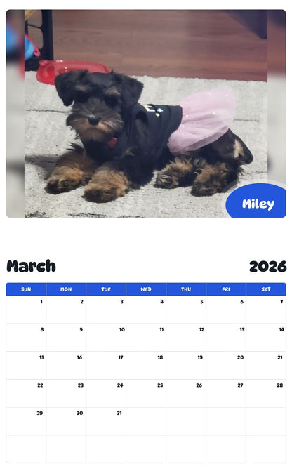 November 2025 - October 2026 Miley - Pawidols Pet Calendar
