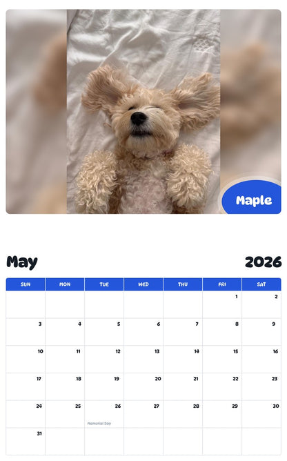 2026 - 2027 Maple - Pawidols Pet Calendar