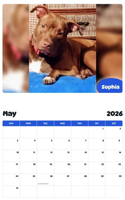 2026 - 2027 Sophia - Pawidols Pet Calendar