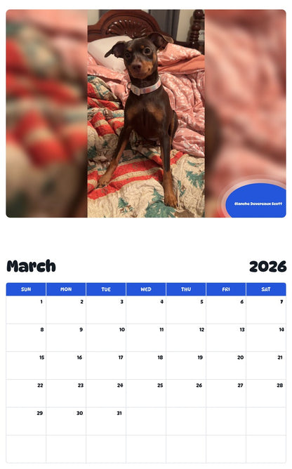 November 2025 - October 2026 Blanche Devereaux Scott - Pawidols Pet Calendar