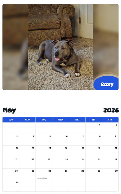2026 - 2027 Roxy - Pawidols Pet Calendar