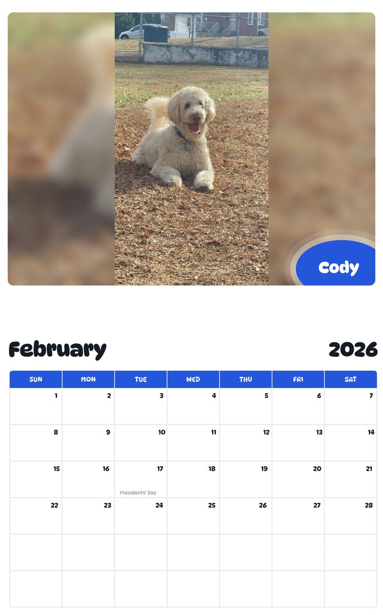 October 2025 - September 2026 Cody - Pawidols Pet Calendar