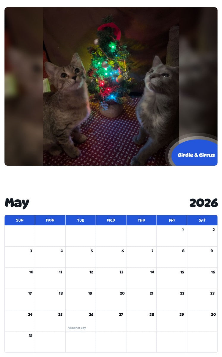 2026 - 2027 Birdie & Cirrus - Pawidols Pet Calendar