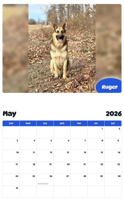 2026 - 2027 Ruger - Pawidols Pet Calendar