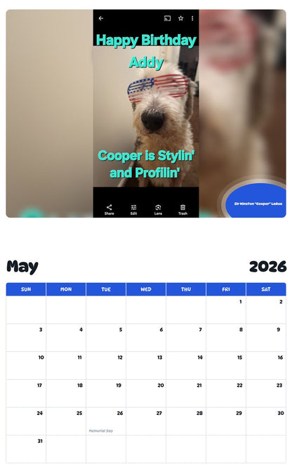 2026 - 2027 Sir Winston "Cooper" LaRue - Pawidols Pet Calendar