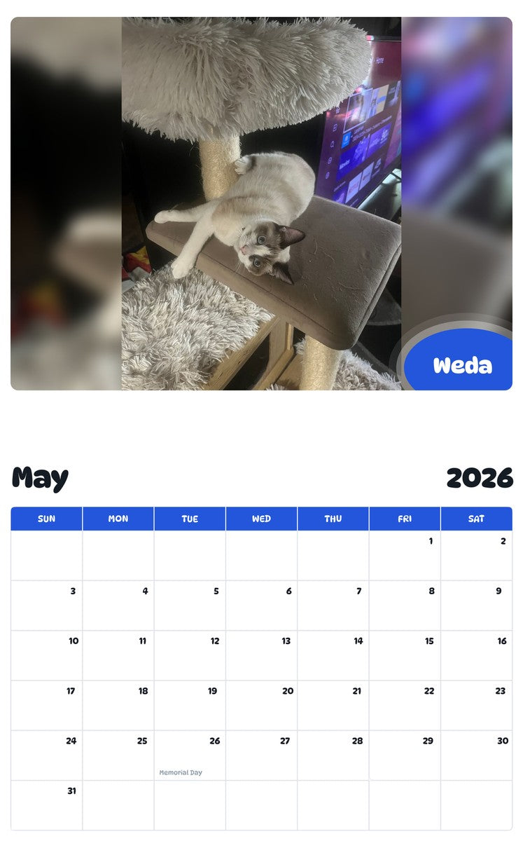 2026 - 2027 Weda - Pawidols Pet Calendar