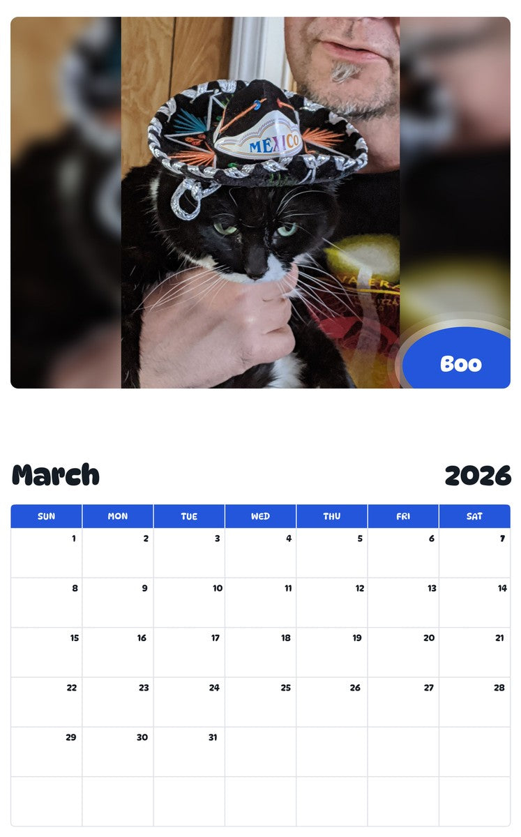 November 2025 - October 2026 Boo - Pawidols Pet Calendar