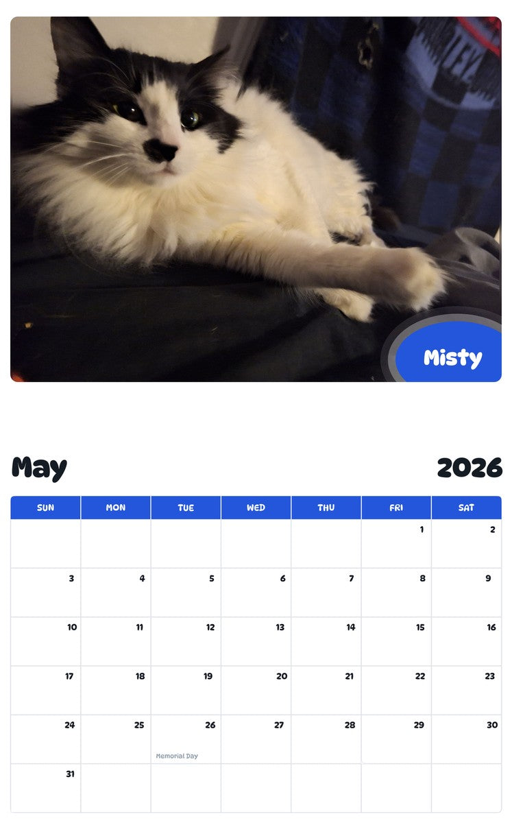 2026 - 2027 Misty - Pawidols Pet Calendar