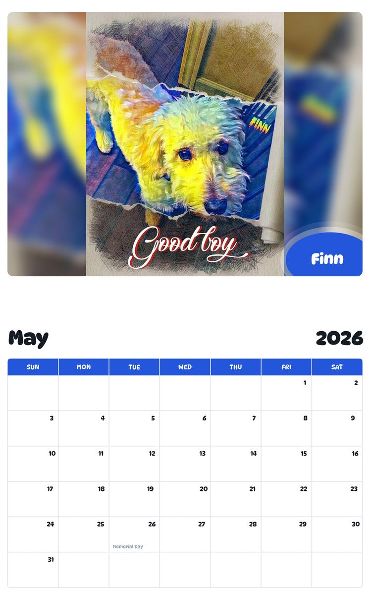 2026 - 2027 Finn - Pawidols Pet Calendar