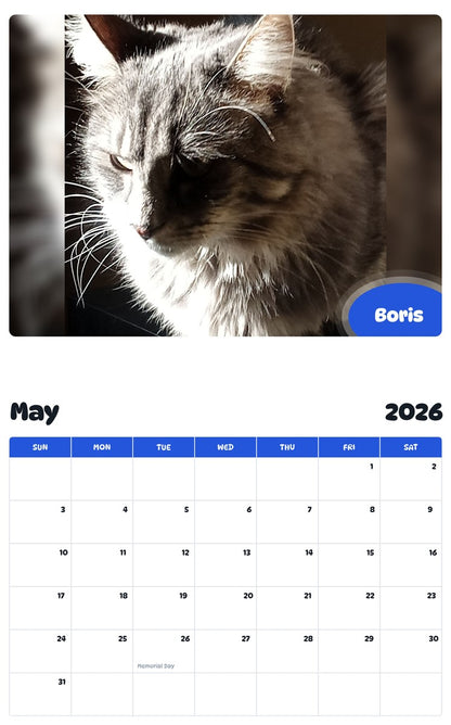 2026 - 2027 Boris - Pawidols Pet Calendar