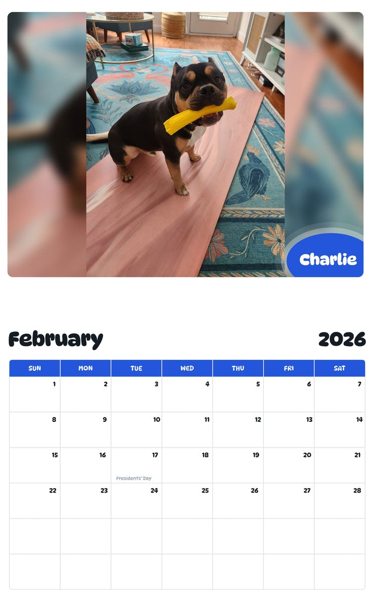 October 2025 - September 2026 Charlie - Pawidols Pet Calendar