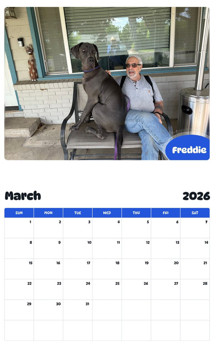 November 2025 - October 2026 Freddie - Pawidols Pet Calendar