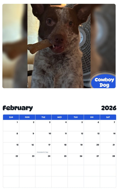 November 2025 - October 2026 Cowboy Dog - Pawidols Pet Calendar