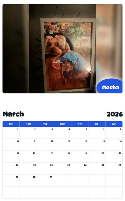 November 2025 - October 2026 Mocha - Pawidols Pet Calendar