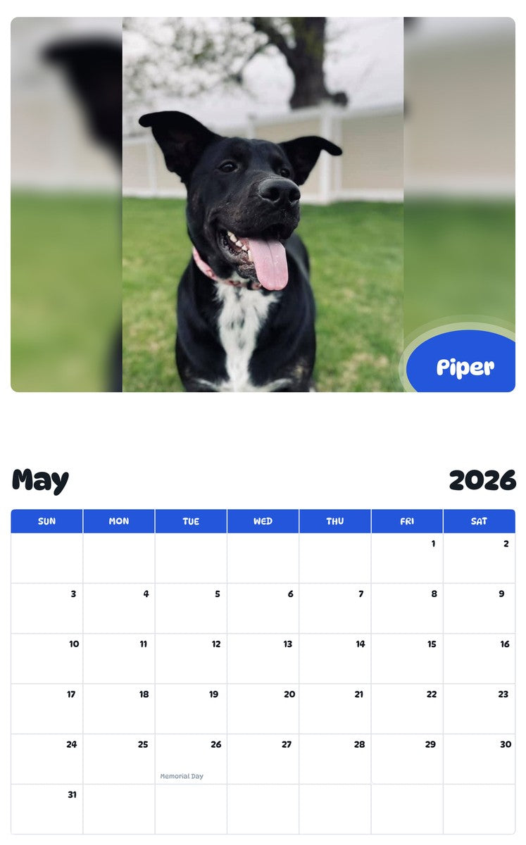 2026 - 2027 Piper - Pawidols Pet Calendar
