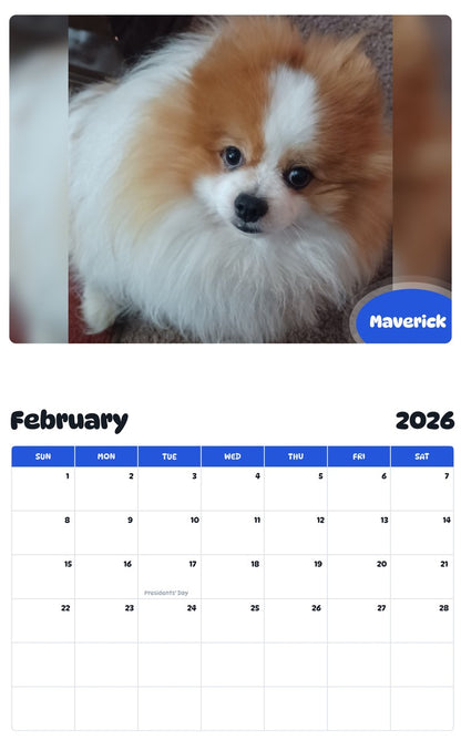 October 2025 - September 2026 Maverick - Pawidols Pet Calendar
