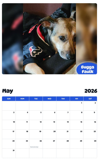 2026 - 2027 Bugga Faulk - Pawidols Pet Calendar