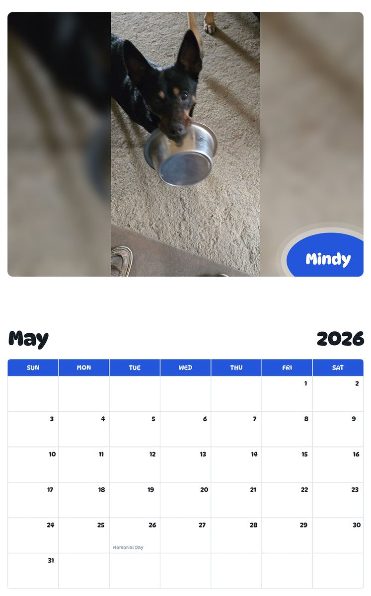 2026 - 2027 Mindy - Pawidols Pet Calendar