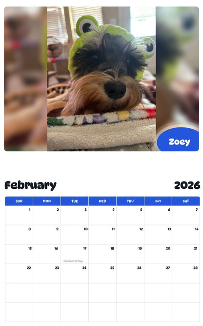 October 2025 - September 2026 Zoey - Pawidols Pet Calendar