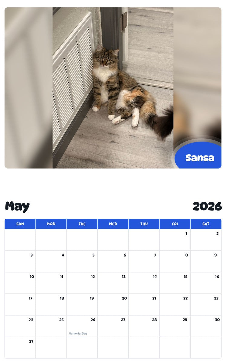 2026 - 2027 Sansa - Pawidols Pet Calendar
