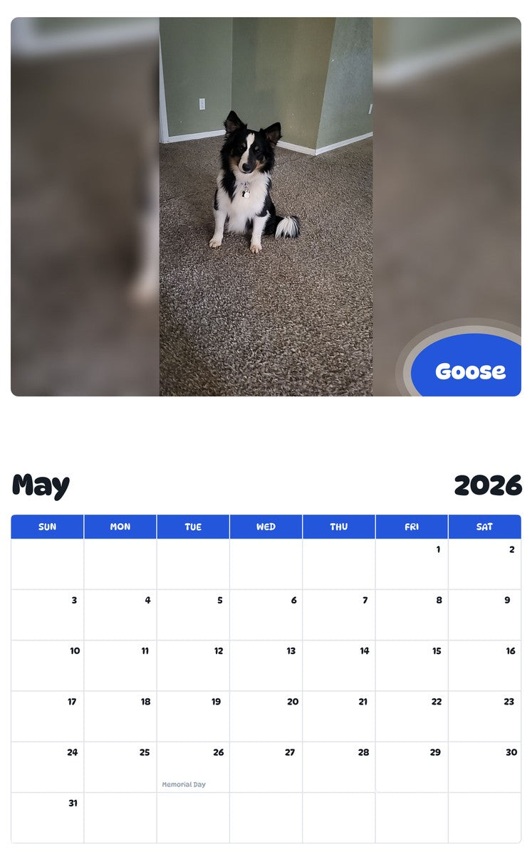 2026 - 2027 Goose - Pawidols Pet Calendar