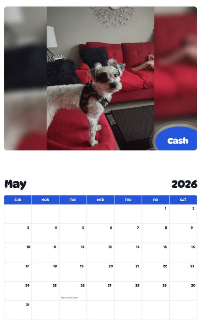 2026 - 2027 Cash - Pawidols Pet Calendar