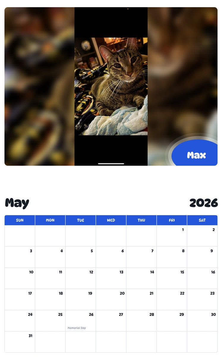 2026 - 2027 Max - Pawidols Pet Calendar