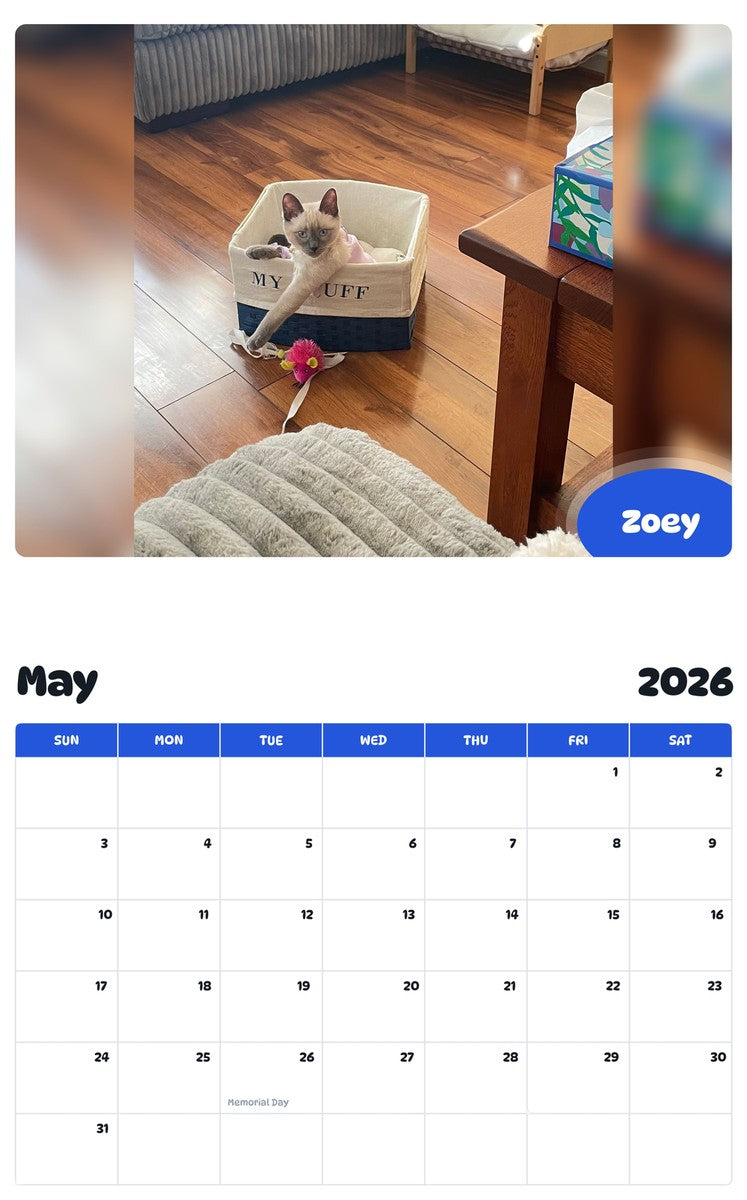 2026 - 2027 Zoey - Pawidols Pet Calendar