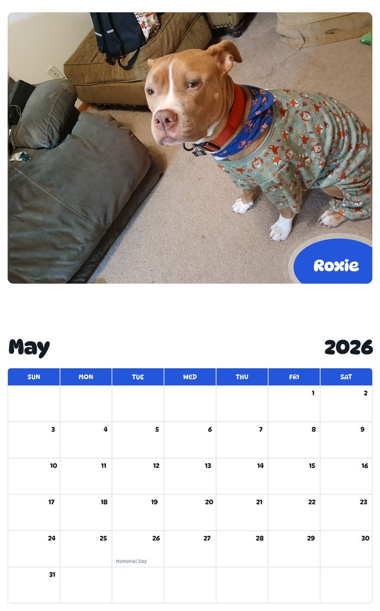 2026 - 2027 Roxie - Pawidols Pet Calendar