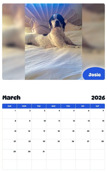 November 2025 - October 2026 Josie - Pawidols Pet Calendar
