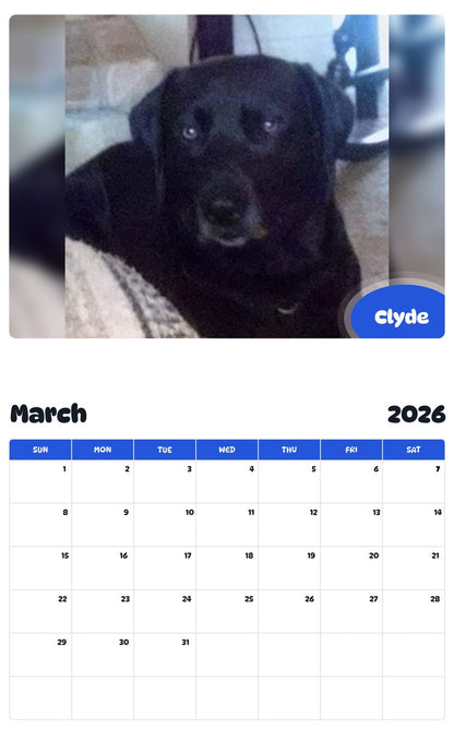 November 2025 - October 2026 Clyde - Pawidols Pet Calendar