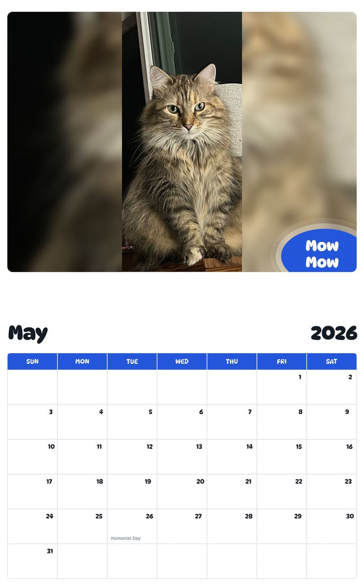 2026 - 2027 Mow Mow - Pawidols Pet Calendar