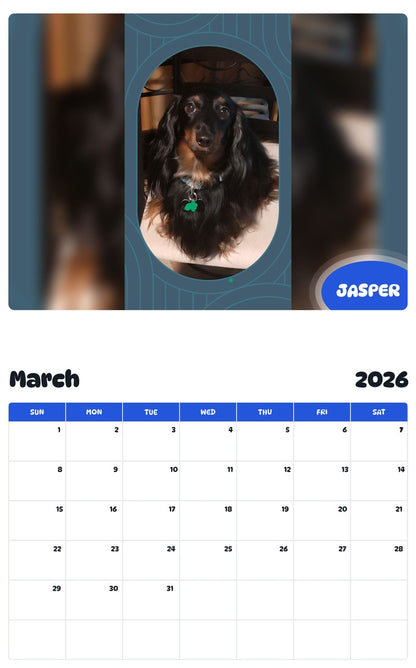 November 2025 - October 2026 JASPER - Pawidols Pet Calendar
