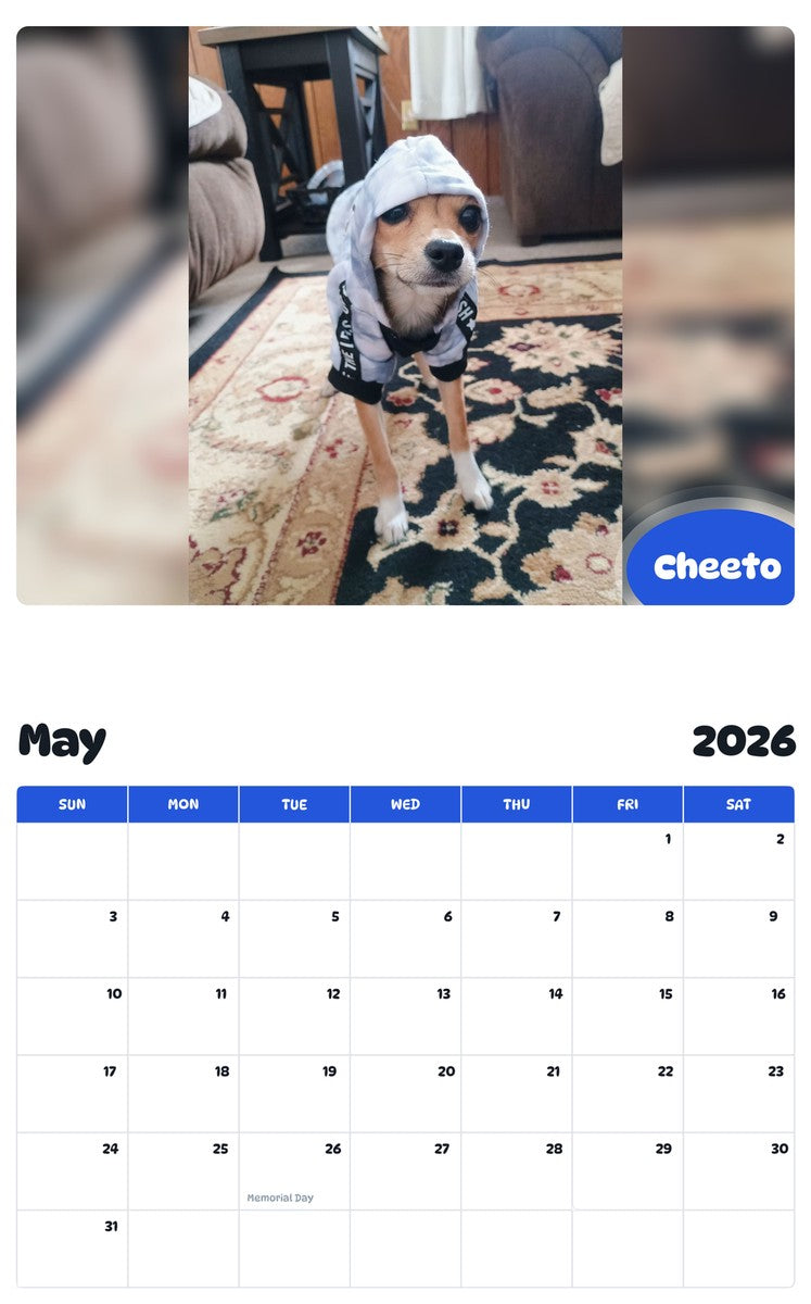 2026 - 2027 Cheeto - Pawidols Pet Calendar