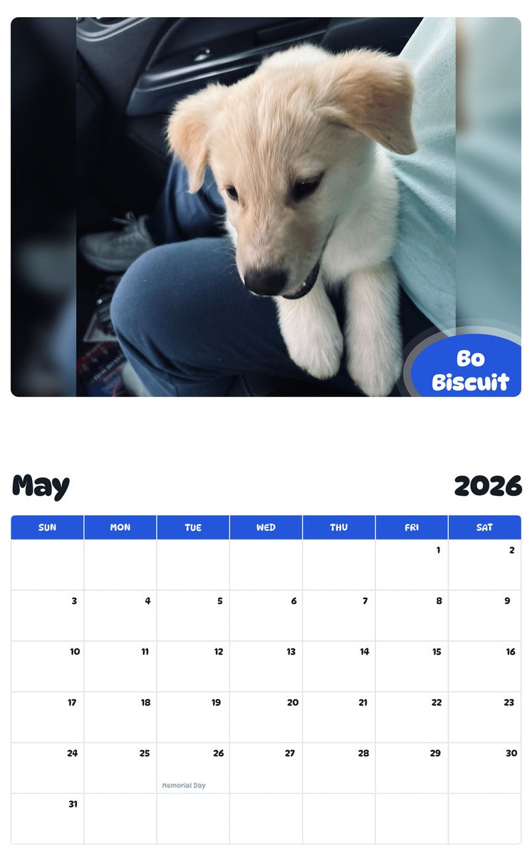 2026 - 2027 Bo Biscuit - Pawidols Pet Calendar