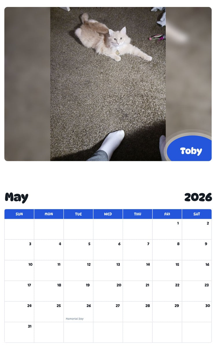 2026 - 2027 Toby - Pawidols Pet Calendar
