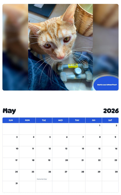 2026 - 2027 Rusty Lee Schautteet - Pawidols Pet Calendar