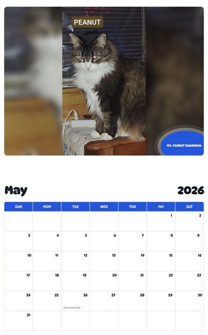 2026 - 2027 MS. PEANUT HARRISON - Pawidols Pet Calendar