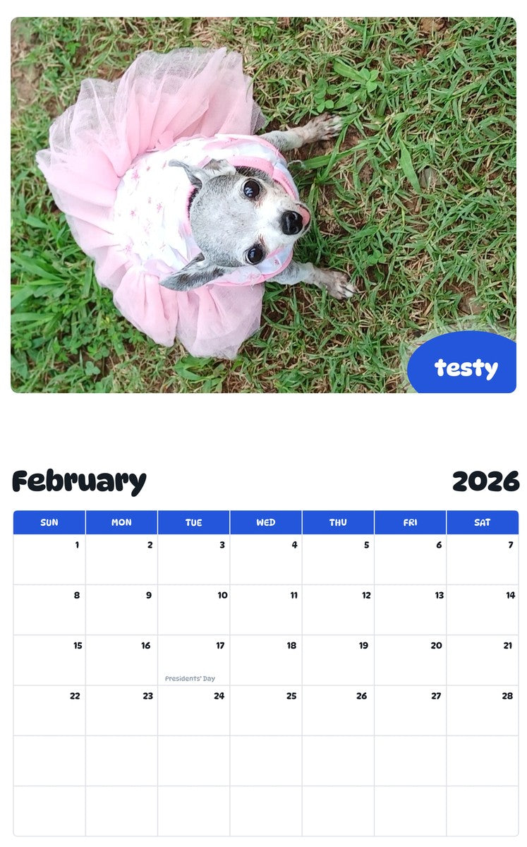 October 2025 - September 2026 testy - Pawidols Pet Calendar