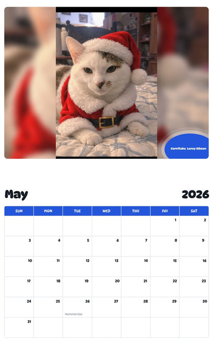 2026 - 2027 Cornflake  Leroy Gibson - Pawidols Pet Calendar