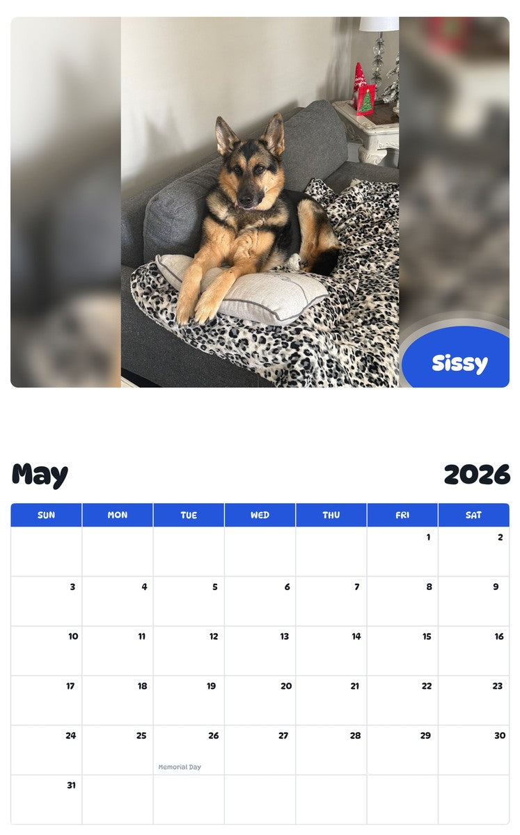 2026 - 2027 Sissy - Pawidols Pet Calendar
