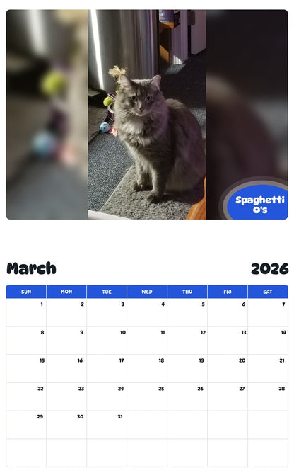 November 2025 - October 2026 Spaghetti O's - Pawidols Pet Calendar